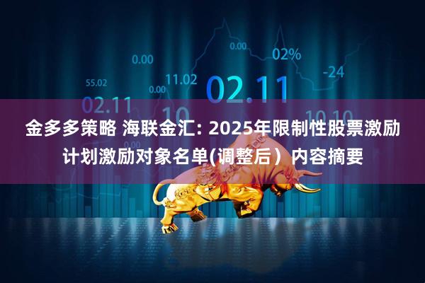 金多多策略 海联金汇: 2025年限制性股票激励计划激励对象名单(调整后）内容摘要